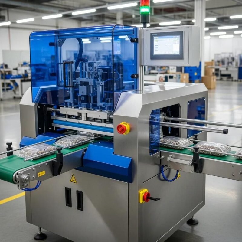 Modern lateral sealing machine in action, highlighting its efficiency and technology in the packaging industry